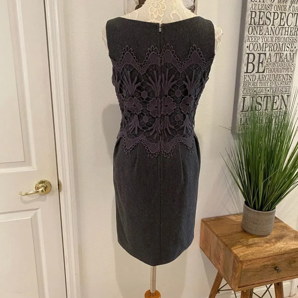 Darling Grey Wool Sheath Dress with Lace Bodice - Picture 7 of 10